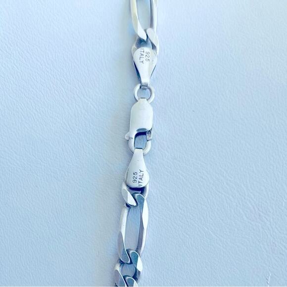 Mens 20” Sterling Silver 925 Figaro Link Chain Necklace - 24 grams, Italy - Picture 4 of 5